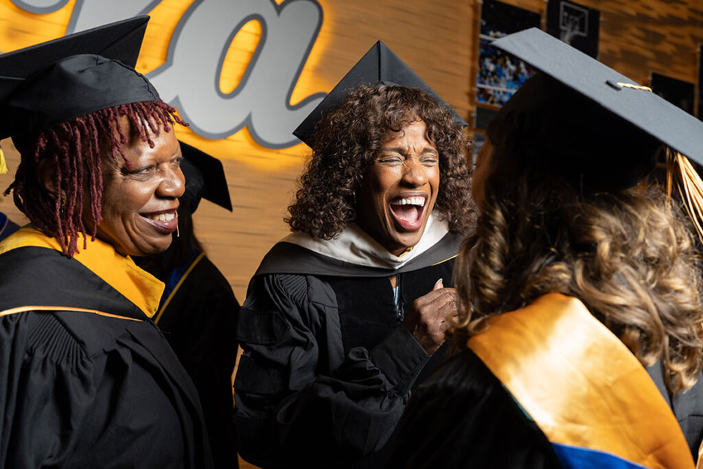 Jackie Joyner-Kersee shares a moment of joy before her keynote speech. Photo: David Esquivel/UCLA